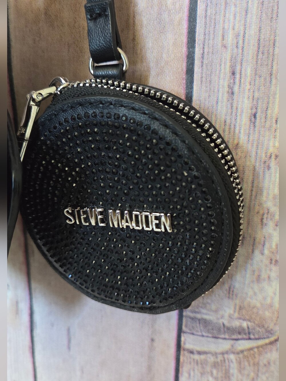 Steve Madden Black Keychain Coin Purses With Compact Mirror 3pc NWT - Picture 5 of 14